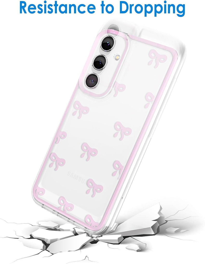 Knoowcase for Samsung Galaxy A35 Case Cute Bowknot Pattern Clear Soft TPU Shockproof Phone Case for Galaxy A35 Women Girls, Slim Fit Silicone Bumper Shell Drop-Protection Transparent Cover,Pink