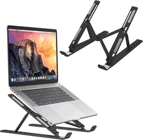 Roe Tenpo Laptop Stand For Desk, 6 Levels Height Adjustable Laptop Riser For Desk, Foldable & Portable, Compatible with MacBook Air/Pro, HP, ASUS, Dell, Most 10-15.6" Laptops/Tablets (Black)