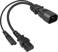 CERRXIAN 1FT C14 to C7 + C13 Y Splitter Power Cable,IEC 320 C14 Male to C7+C13 Female AC Conversion Cable,for Computer,Projector, Scanner,Printer,Etc