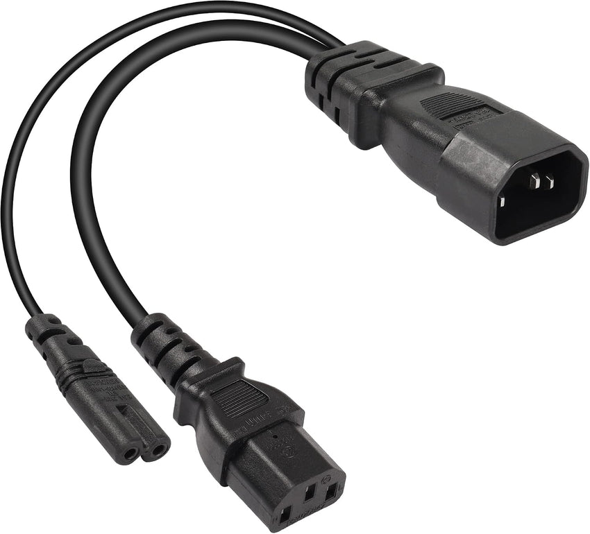 CERRXIAN 1FT C14 to C7 + C13 Y Splitter Power Cable,IEC 320 C14 Male to C7+C13 Female AC Conversion Cable,for Computer,Projector, Scanner,Printer,Etc