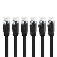 Yauhody CAT6 Ethernet Cable - 1m Black Pack of 6, High Speed Gigabit Internet LAN Patch Cable for TV, Gaming, Router