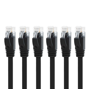 Yauhody CAT6 Ethernet Cable - 1m Black Pack of 6, High Speed Gigabit Internet LAN Patch Cable for TV, Gaming, Router