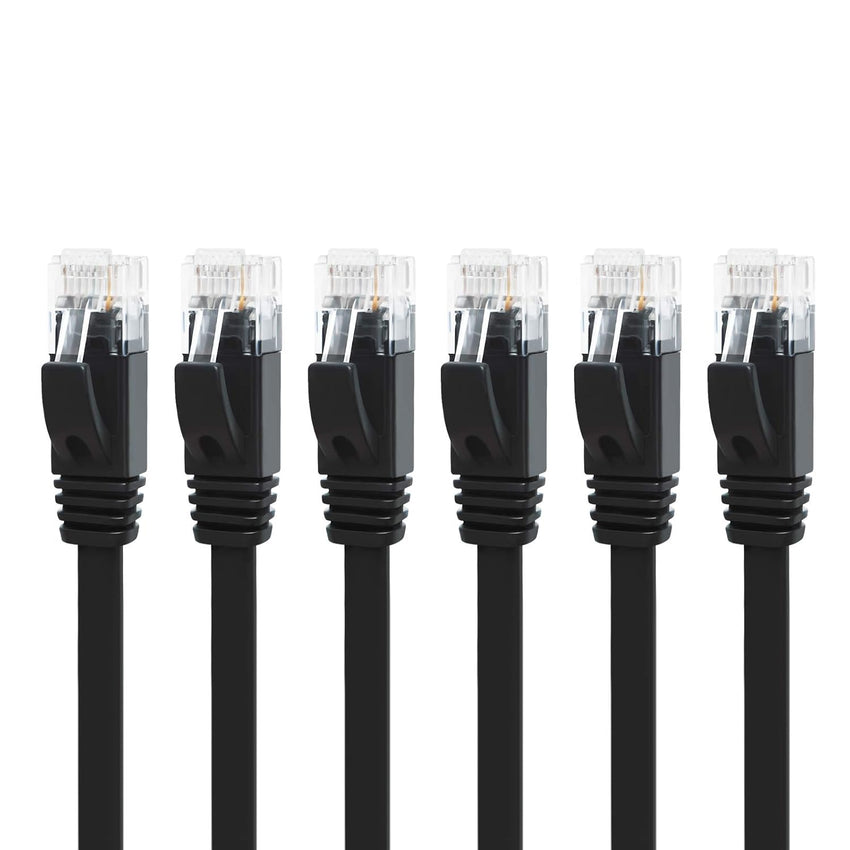 Yauhody CAT6 Ethernet Cable - 1m Black Pack of 6, High Speed Gigabit Internet LAN Patch Cable for TV, Gaming, Router