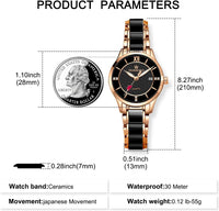 Ladies Ceramic Watch Diamond Accents Water Resistant Small Wrist White
