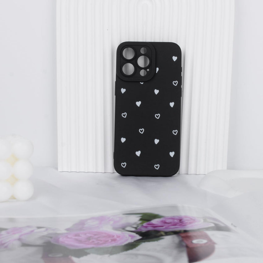 Compatible for iPhone 12 Pro Case, Cute White Black Heart Pattern Case Design for Women Girls, Soft TPU Slim Profile Shockproof Protective Phone Case for iPhone 12 Pro