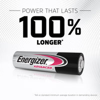 Energizer Advanced - AA Batteries (24 Pack) - Double A Battery 1.5V - Up To 100% Longer Lasting - Ideal for High-Drain Devices - 0% Plastic Packaging - 10 Year Shelf Life [Amazon Exclusive]