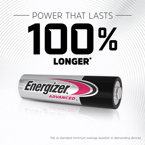 Energizer Advanced - AA Batteries (12 Pack) - Double A Battery 1.5V - Up To 100% Longer Lasting - Ideal for High-Drain Devices - 0% Plastic Packaging - 10 Year Shelf Life [Amazon Exclusive]