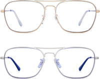 Reading Glasses 2-Pack Metal Frame Blue Light Blocking 17.5 Gold & Silver