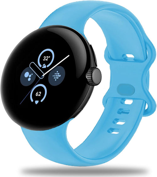 Miimall Strap for Google Pixel Watch 2/Pixel Watch Band, Quick Fit Flexible Wristband, Soft Silicone Sport Strap for Women Men, Adjustable Replacement Band for Google Pixel Watch 2/1-Sky Blue