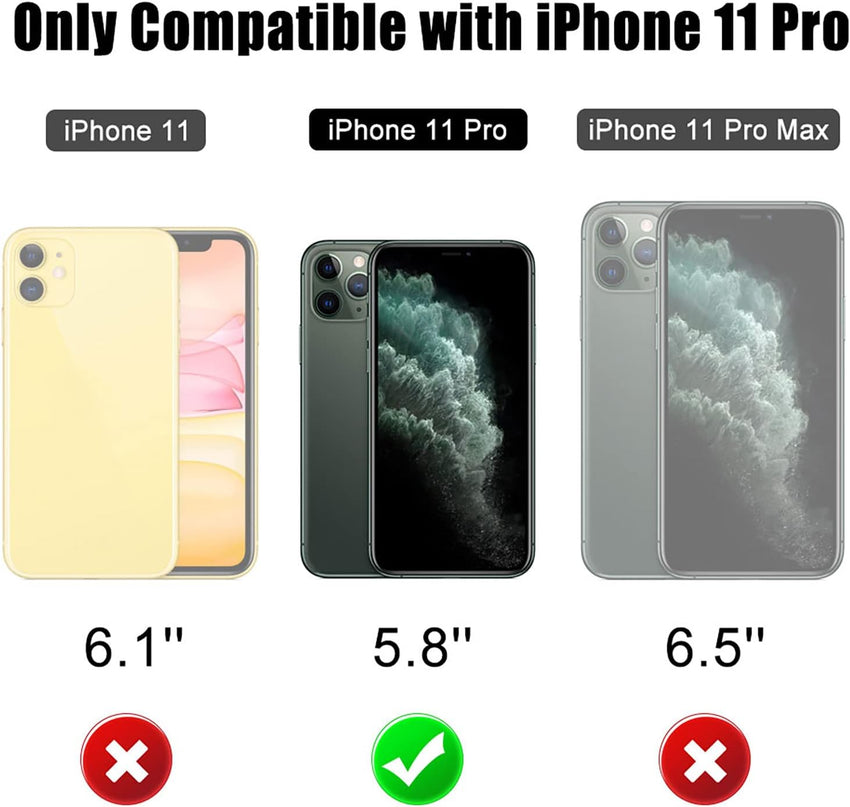Beeasy iPhone 11 Pro Case Black, Shockproof Tough Heavy Duty, with Built-in Screen Protector 360 Degree Full Body Military Protective, Drop Proof Metal Cover for Outdoor Sport