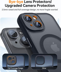CANSHN Magnetic Compatible with iPhone 14 Case(6.1 Inch), Upgraded [Full Camera Protection] [Compatible with Magsafe] [Translucent Matte] Shockproof Protective Bumper Phone Case Cover - Black