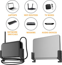 Bamyli 2 Pcs Universal Wall Mount for Routers/TV Box/Laptop/Network Switches/Modems,WIFI Router Stand Shelf Router Shelf Wall Mounted for Most Routers (Black)