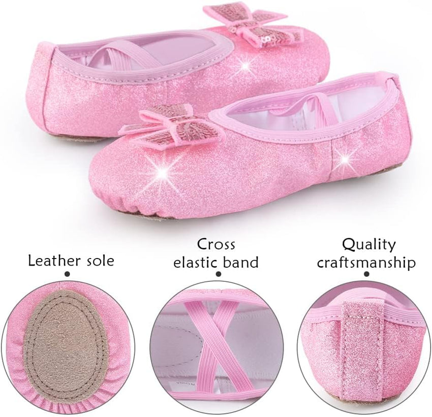 Girls' Ballet Shoes Split-Sole Glitter Flats Dance Shoes â Multicolour Toddler