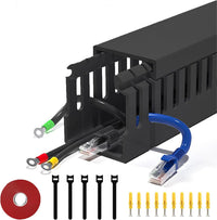 Cable Trunking Raceway Kit, 62.8 (4x15.7) Inch Open Slot Cable Raceway Duct PVC Open Slot Wire Raceway with Cover for Computers,TVs,15.7â/ 40cm X 4 Packs