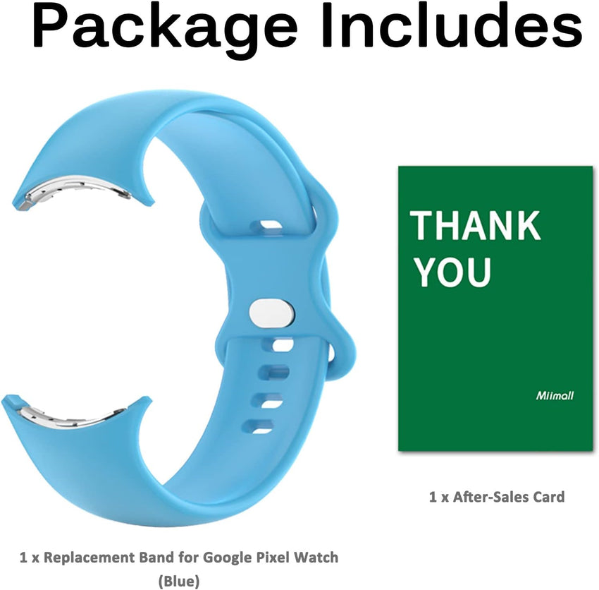 Miimall Strap for Google Pixel Watch 2/Pixel Watch Band, Quick Fit Flexible Wristband, Soft Silicone Sport Strap for Women Men, Adjustable Replacement Band for Google Pixel Watch 2/1-Sky Blue