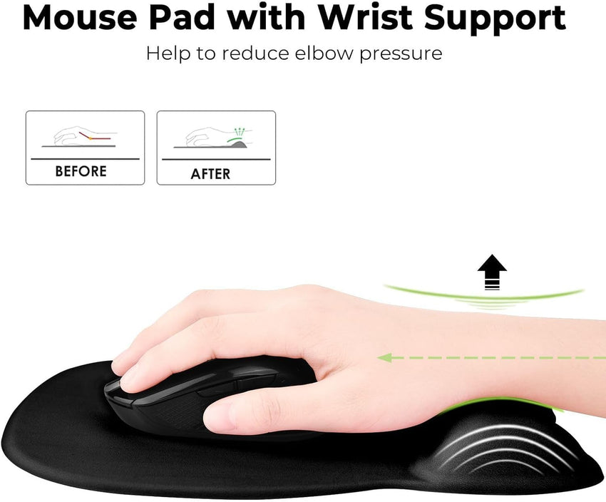 EooCoo Ergonomic Mouse Pad with Wrist Rest, Memory Foam Support Mousepad | Non-Slip Base for Computer, Cafe, Home & Office, 9.64 x 8.26 in Office Desk Accessories, Carpal Tunnel Relief