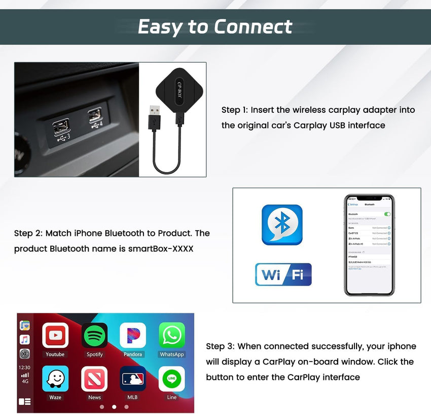 Wired to wireless CarPlay box, wireless CarPlay adapter, keeps the original CarPlay function