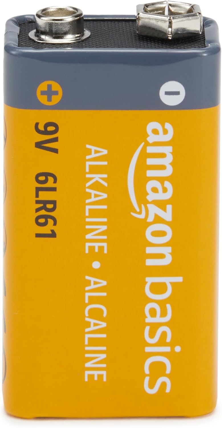 Amazon Basics 4-Pack 9V Alkaline Batteries, 9V/6LR61, 5-Year Shelf Life - for Smoke/CO Detector, Electronics & Audio