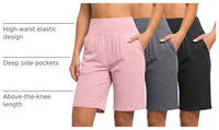 Womens Bermuda Shorts 3-Pack Mid-Length Casual Summer Shorts 3-Color XL