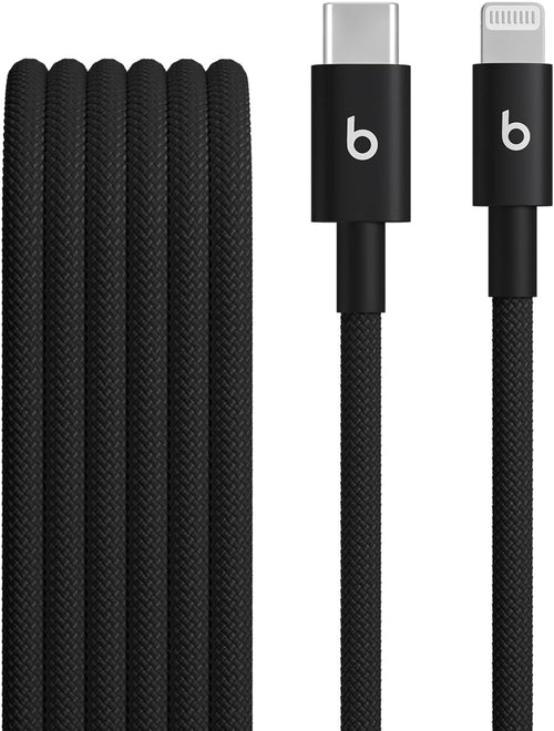 Beats USB-C to Lightning Woven Cable, Fast Charging, Durable/Tangle-Free, Compatible Charger for Apple Devices w Lightning Ports (1.5 m) - Bolt Black