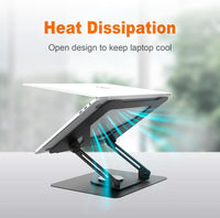 GRIFEMA Laptop Stand for Desk, Foldable Laptop Riser with 360^0 Swivel Base, Adjustable Height & Angle, Ventilated Computer Stand Compatible with MacBook Air/Pro, Dell, and 11-17" Laptops - Black