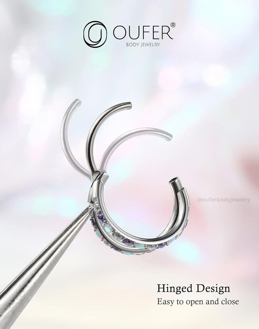 20G Nose Ring Hoops, Double Line CZ Opal Helix & Tragus Earrings â Silver