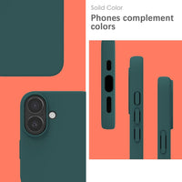 YATWIN Silicone Case for iPhone 16, Soft-Touch, Shockproof, DustProof, Antiskid Full Body Armour Phone Cover for Apple iPhone 16 - Dark Green