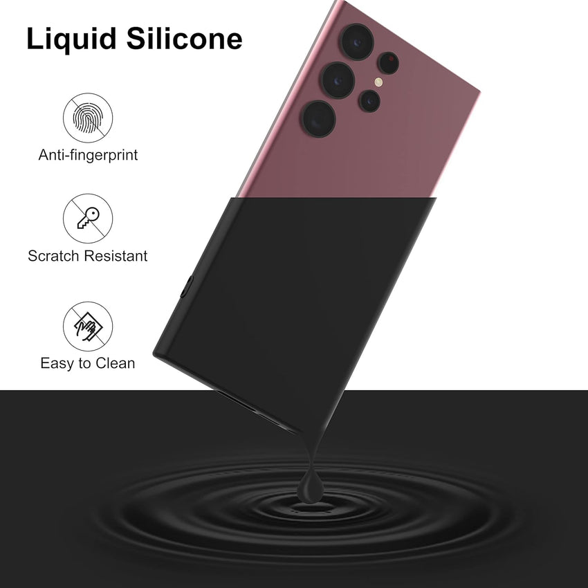 Giolus Designed for Samsung Galaxy S23 Ultra Case,Silicone Slim TPU Back with [Soft Anti-Scratch Microfiber Lining], Shockproof Protective Phone Cover,Black
