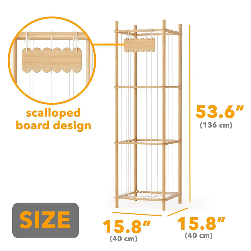 Stuffed Animal Storage Organizer Wooden Zoo Toy Holder Large Capacity 15.8in Wide Natural