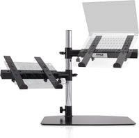 Portable Dual Laptop Stand with Clamp-On Shelf, Adjustable Height, Ergonomic Desk Attachment for Charging Station, Treadmill Use, Keyboard Extender, Workstation, and Gaming Setup