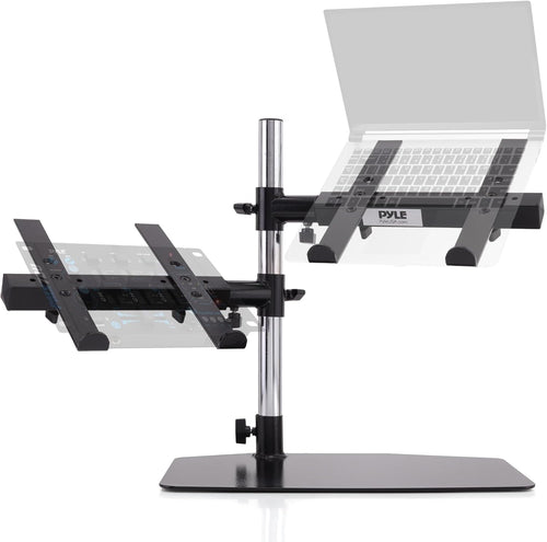 Portable Dual Laptop Stand with Clamp-On Shelf, Adjustable Height, Ergonomic Desk Attachment for Charging Station, Treadmill Use, Keyboard Extender, Workstation, and Gaming Setup