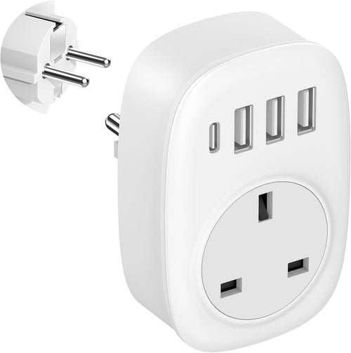 UK to European Plug Adaptor - UK to EU Plug Adapter Euro Europe European Schuko USB C Travel Charger with USBC Type C for France Germany Spain Turkey Greece Poland Iceland Russia (Type E/F) Tusreda