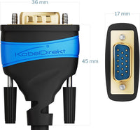 KabelDirekt VGA Cable - 0.5m - for Maximum Video Quality Thanks to High-Purity Copper Conductors (Full HD, monitor cable & VGA lead, Connects Computers to Screens/Projectors, 15-pin D-Sub)