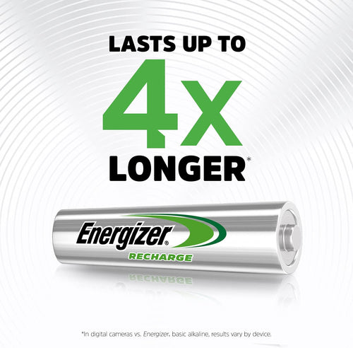 Energizer Recharge Power Plus - Rechargeable AAA Batteries (4 Pack) - 700 mAh NiMH Triple A Battery - 100% Recyclable Plastic Free Packaging