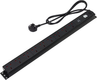 Amazon Basics Heavy-Duty Metal Surge Protector Power Strip, 9 Outlets (UK Plug), 600 J, 1.8 m Cord, Black, Rectangle
