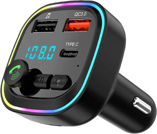 Car Bluetooth Transmitter,5.3 FM Bluetooth Car Adapter,PD 20W & QC 3.0 Fast Charging,FM Bluetooth Transmitter Car Dual Usb+1 Type-C,Hands Free Calling FM Transmitter Bluetooth Car,Supports USB/TF/SD
