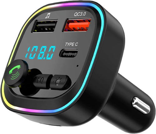 Car Bluetooth Transmitter,5.3 FM Bluetooth Car Adapter,PD 20W & QC 3.0 Fast Charging,FM Bluetooth Transmitter Car Dual Usb+1 Type-C,Hands Free Calling FM Transmitter Bluetooth Car,Supports USB/TF/SD