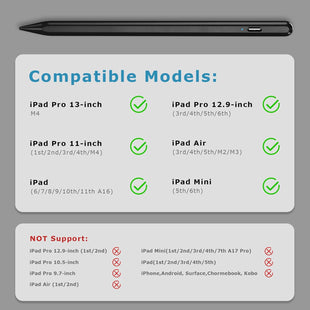 TQQ Pencil for iPad (2018-2025), Pixel-Perfect Precision, Tilt Sensitivity & 2X Faster Charge, Compatible Apple iPad 11/10/9/8/7/6th Gen, Pro 12.9/11/13 Inch M4, Air 3/4/5/M2/M3, Mini 5/6