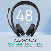 Yealink WH64 Hybrid DUAL UC DECT & Bluetooth Wireless Headset with Mic for Work, Bluetooth Headphones with DECT Dongle, 3X Mic, 492ft Range,32H Talk Time, Office Portable Stereo On Ear Headsets for PC Laptop