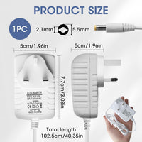 12V 3A 36W Power Supply Cable Adapter, AC 100-240V 50-60HZ DC Port 5.5 * 2.1mm Charger Plug for CCTV Security Camera, LED Strip Lights, LCD Monitor, Audio/Video, Router, Mobile DVD, TV Box (White)