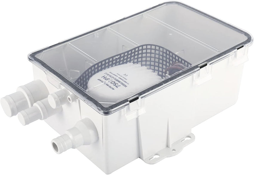 FreeTec Boat Marine Shower Sump Pump Drain Kit System Shower Pump System 12v 750 GPH Multi Port Inlet