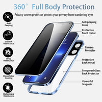 TOPF&B Privacy Case for iPhone 15 Plus,Magnetic Cover Built-in Privacy Screen Protector and Camera Protector,360 Degree Full Cover Metal Bumper Case for iPhone 15 Plus,Blue