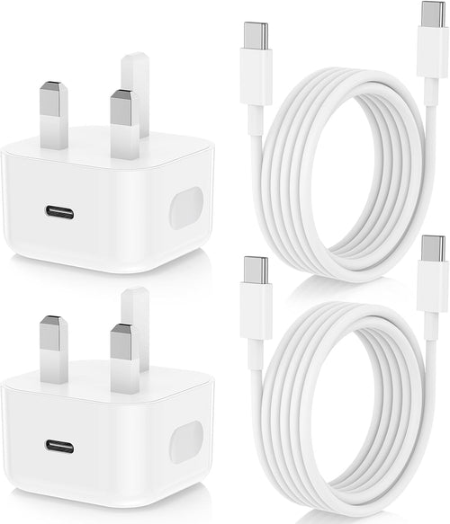 2 Pack iPhone 17 16 15 Fast Charger Plug and Cable,USB C Wall Plug with USB C to C Cable Lead Original 1.8M for Apple iPhone 17 Pro Max/17 Pro/17 Air/iPhone 16 Pro/16 Pro Max/15 Plus/15 Pro Max/iPad