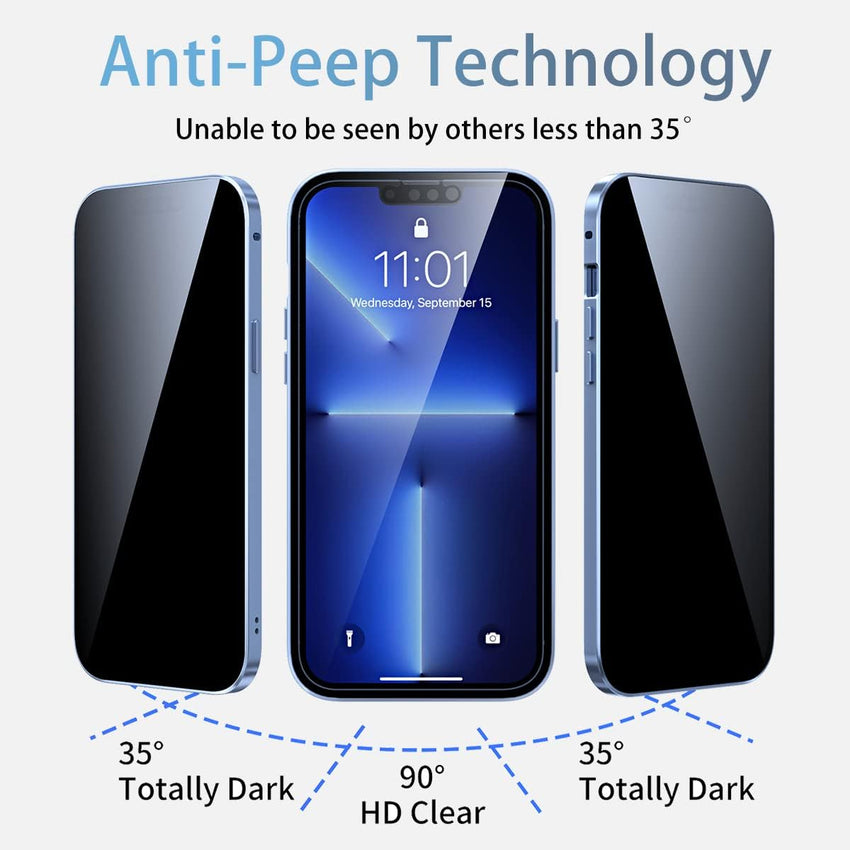 TOPF&B Privacy Case for iPhone 15 Plus,Magnetic Cover Built-in Privacy Screen Protector and Camera Protector,360 Degree Full Cover Metal Bumper Case for iPhone 15 Plus,Blue