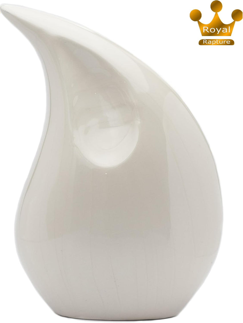 Royal Rapture Urn for ashes Cremation Memorial funeral Teardrop Jar Love Urns decorative Human Adult Child (White, 12") RT01-05