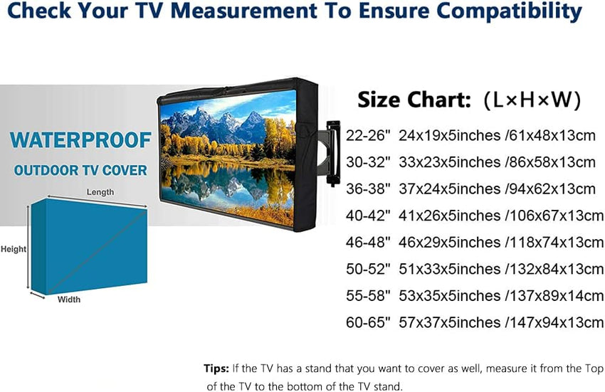 Outdoor TV Cover 600D Waterproof with Clear Front Screen â 22â24in