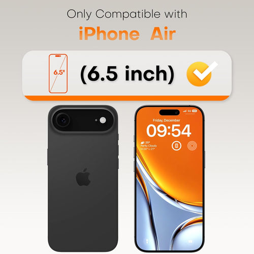 TOCOL 2 Pack Screen Protector for iPhone Air 6.5-Inch, Instant Installation, Tempered Glass HD Clear, Military Grade Shatterproof, Case Friendly, Full Coverage Protection for iPhone 17 Air