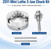 Mini Lathe Zinc Alloy Mini Lathe Three Claw Mandrel, M12 * 1 Manual Chuck Power Tool Electric Drill Binding Power Tool for Woodworking, Small Machine - Metal Tool
