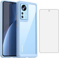 Asuwish Phone Case for Xiaomi 12/12S/12X 5G with Tempered Glass Screen Protector Cover and Cell Accessories Slim Soft TPU Silicone Rubber Protective Mobile Mi X12 Women Men Transparent Clear Blue