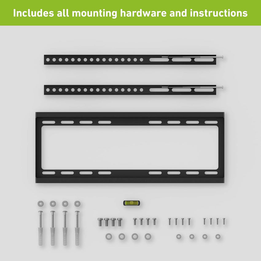 D-Line TV Wall Bracket for 32-70 Inch TVs, Ultra Low Profile TV Bracket with Spirit Level, Slim Flat to Wall TV Mount - VESA 200x200mm - 400x400mm, Holds up to 60kg